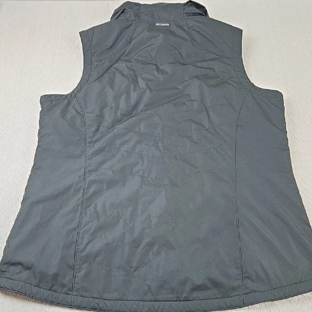 Columbia Womens Black Quilted Fleece Lined Funnel Neck Zip Up Vest Large 1671661